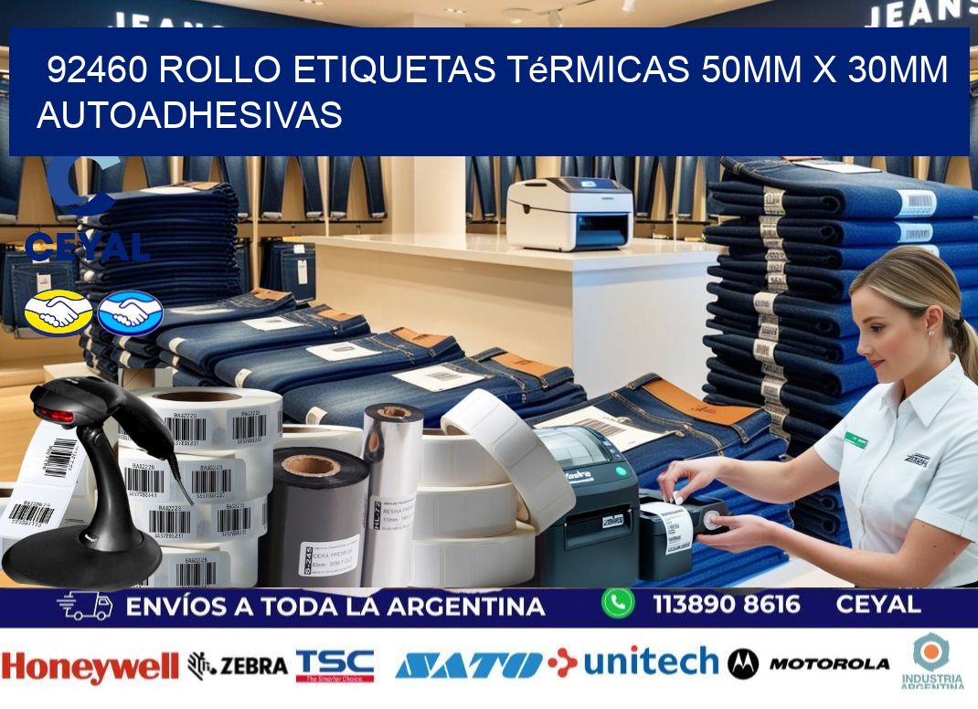 92460 Rollo Etiquetas Térmicas 50mm X 30mm Autoadhesivas