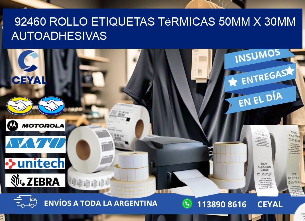 92460 Rollo Etiquetas Térmicas 50mm X 30mm Autoadhesivas