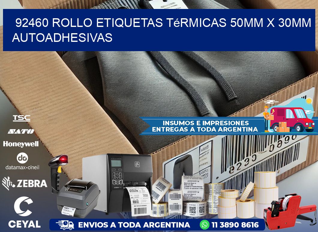 92460 Rollo Etiquetas Térmicas 50mm X 30mm Autoadhesivas