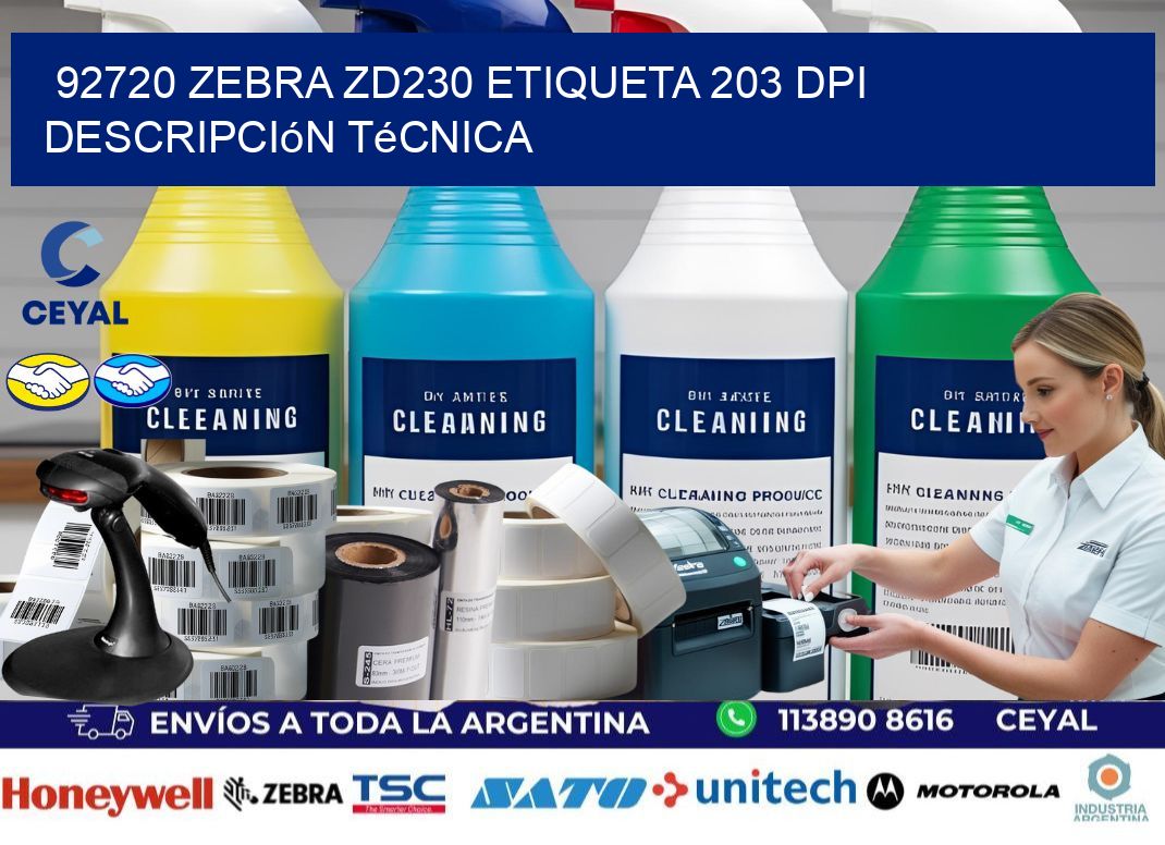 92720 Zebra ZD230 etiqueta 203 dpi descripción técnica