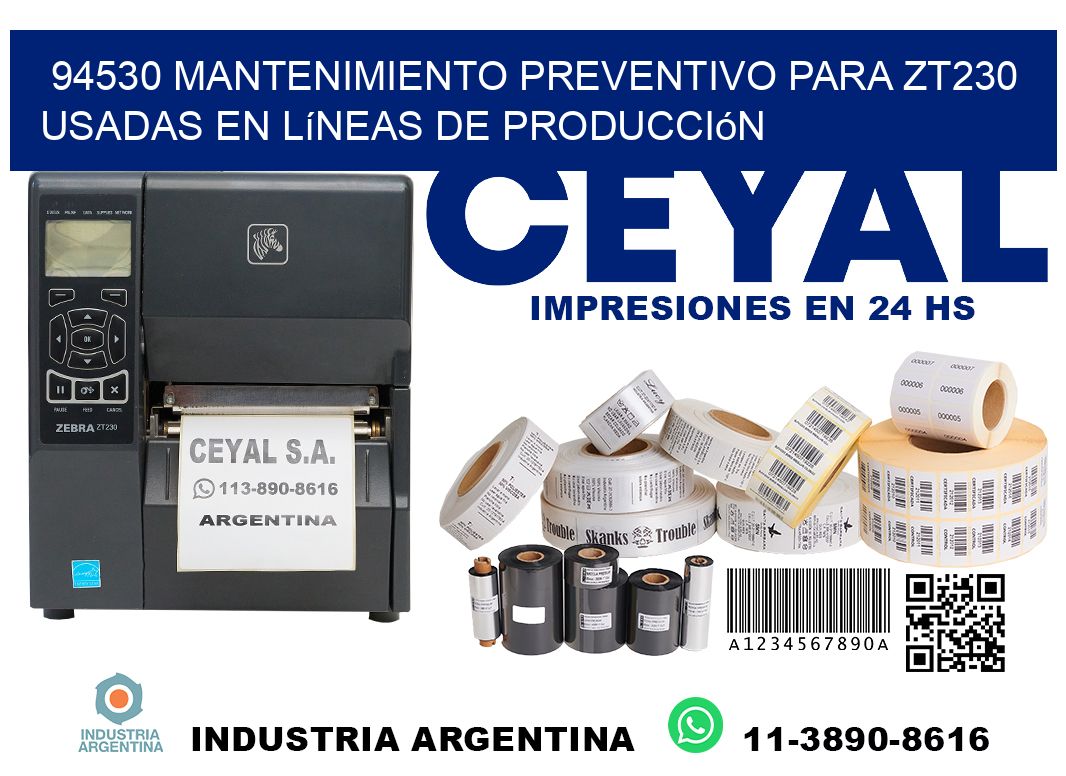 94530 mantenimiento preventivo para zt230 usadas en líneas de producción