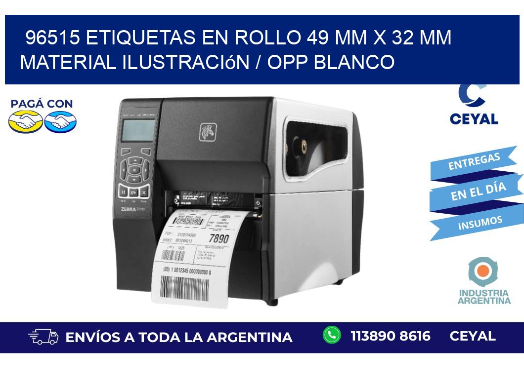 96515 Etiquetas en rollo 49 mm x 32 mm material Ilustración / OPP Blanco