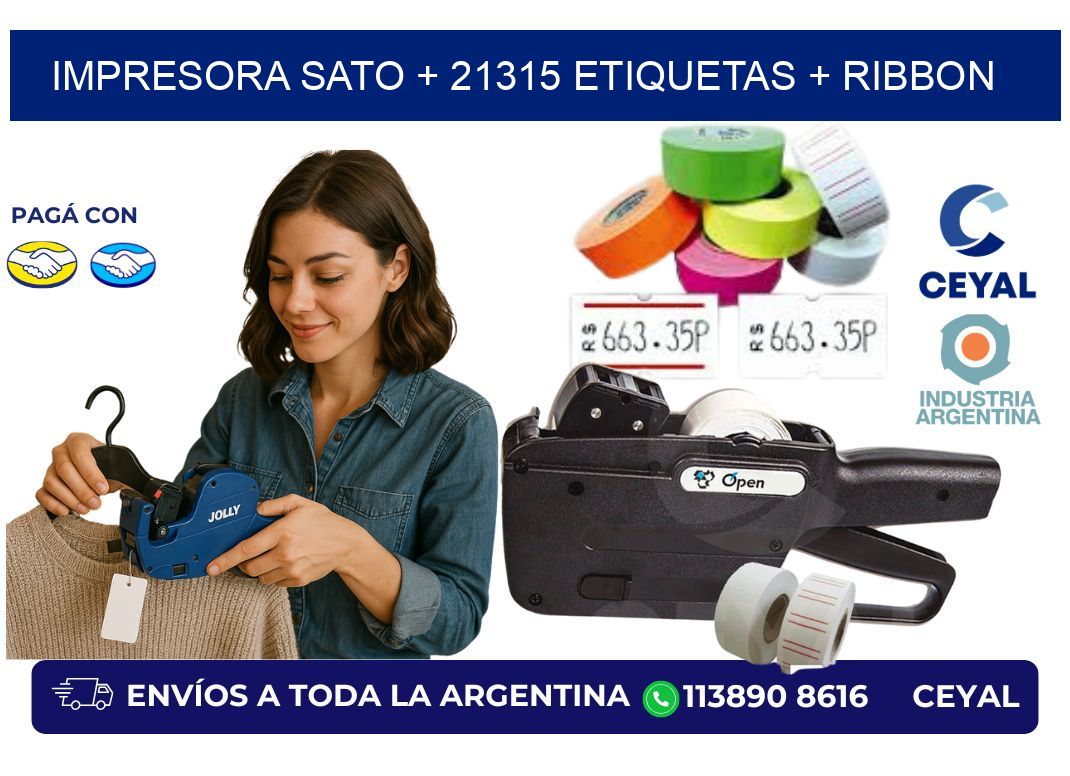 impresora SATO + 21315 etiquetas + ribbon