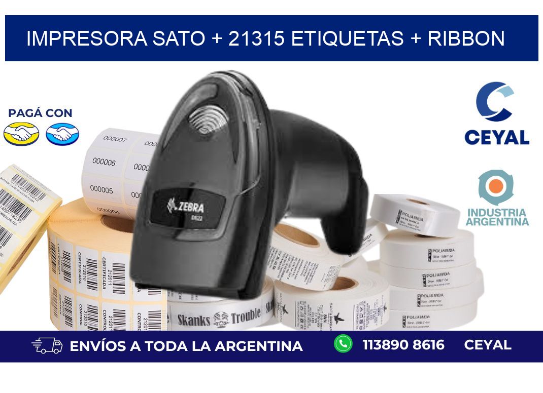 impresora SATO + 21315 etiquetas + ribbon