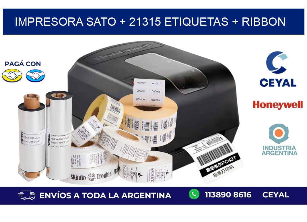 impresora SATO + 21315 etiquetas + ribbon