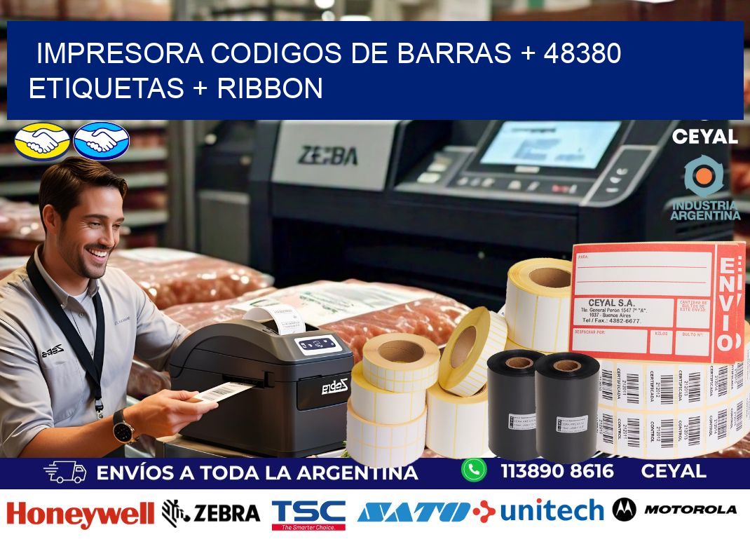 impresora codigos de barras + 48380 etiquetas + ribbon