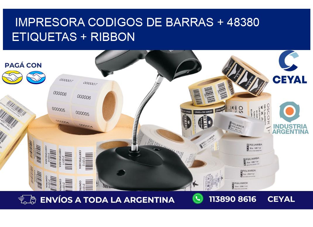 impresora codigos de barras + 48380 etiquetas + ribbon