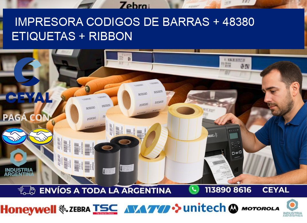 impresora codigos de barras + 48380 etiquetas + ribbon