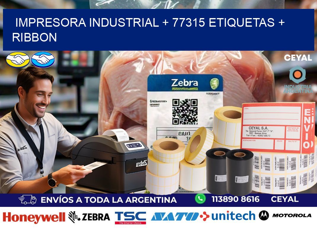 impresora industrial + 77315 etiquetas + ribbon