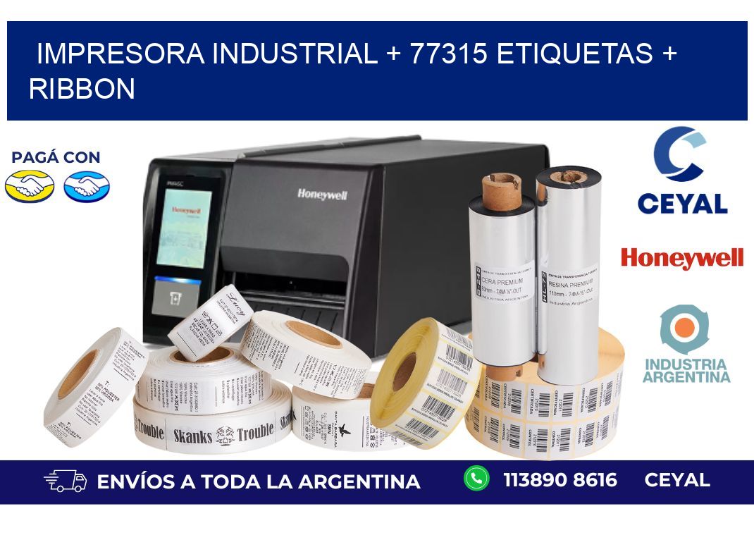 impresora industrial + 77315 etiquetas + ribbon
