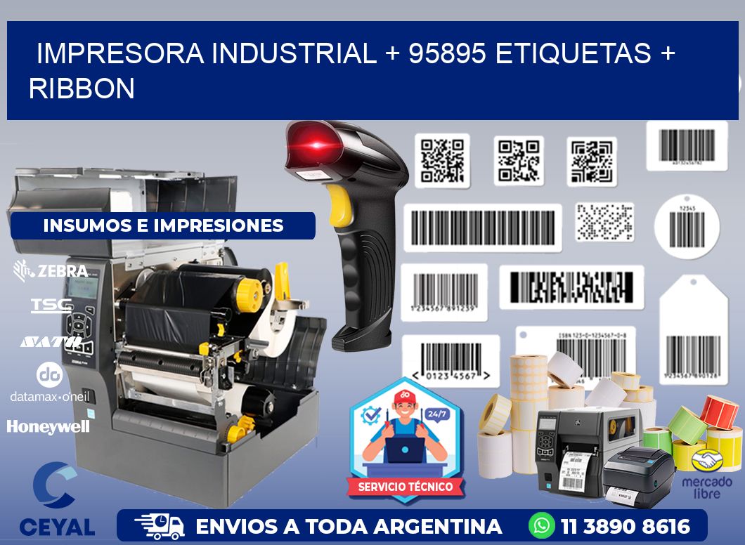 impresora industrial + 95895 etiquetas + ribbon