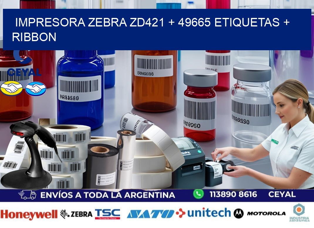 impresora zebra zd421 + 49665 etiquetas + ribbon