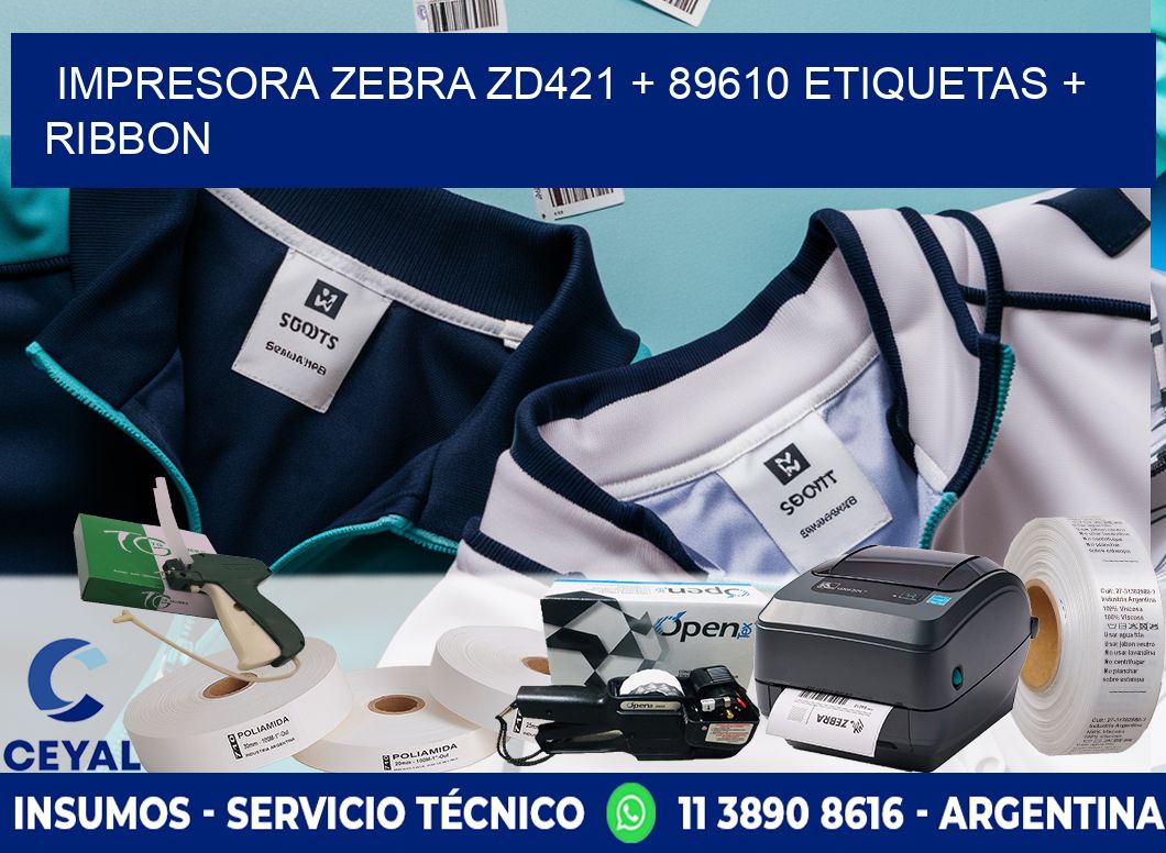impresora zebra zd421 + 89610 etiquetas + ribbon