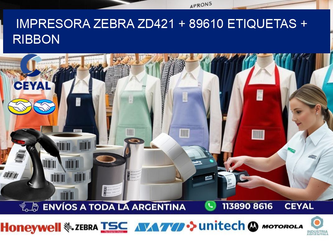 impresora zebra zd421 + 89610 etiquetas + ribbon