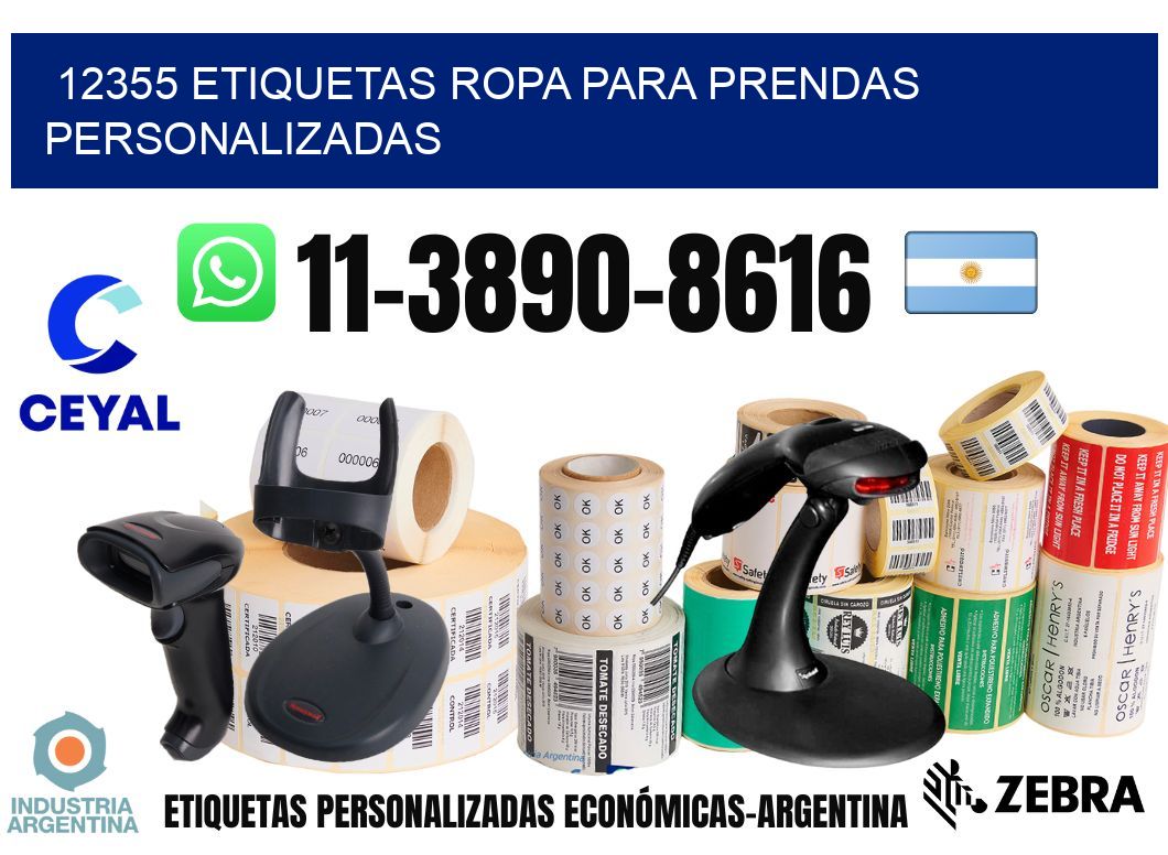 12355 Etiquetas ropa para prendas personalizadas