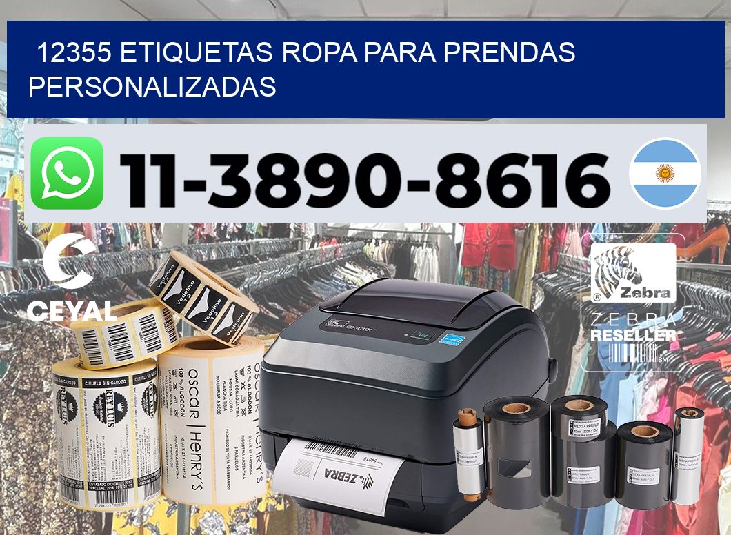 12355 Etiquetas ropa para prendas personalizadas
