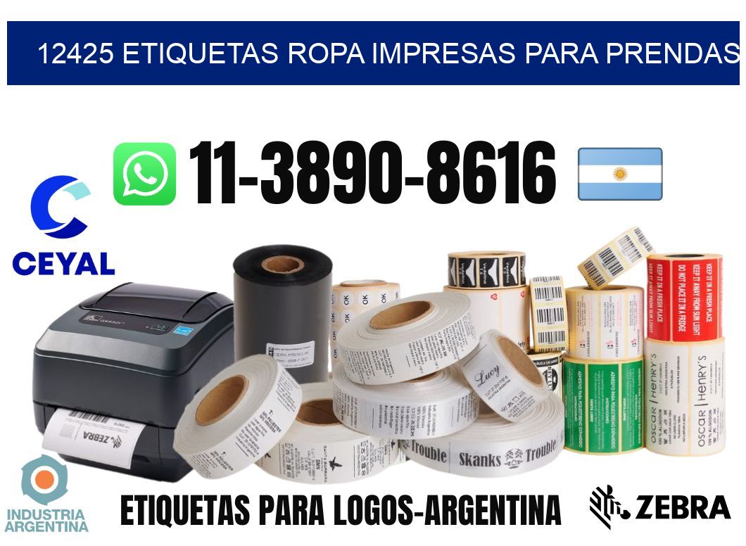 12425 Etiquetas ropa impresas para prendas
