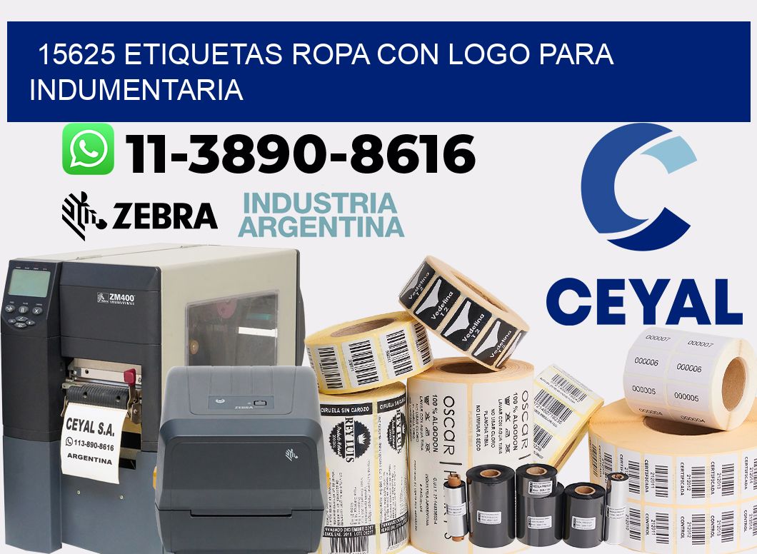 15625 Etiquetas ropa con logo para indumentaria