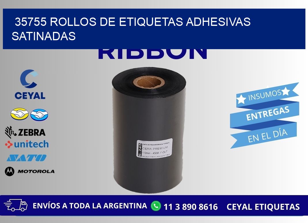 35755 rollos de etiquetas adhesivas satinadas