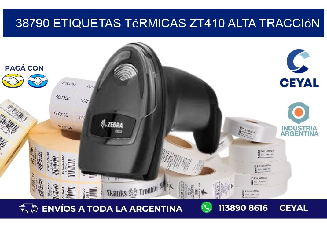 38790 etiquetas térmicas zt410 alta tracción