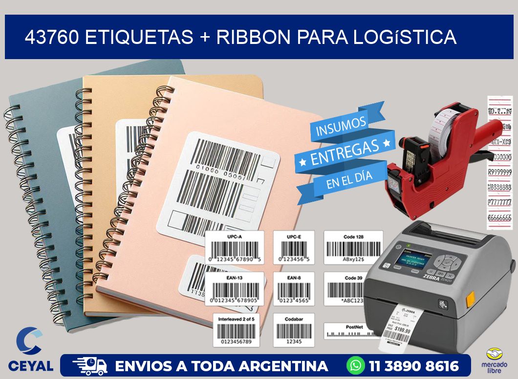 43760 etiquetas + ribbon para logística
