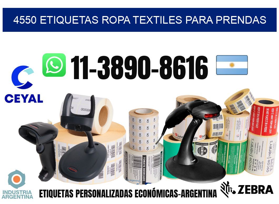 4550 Etiquetas ropa textiles para prendas