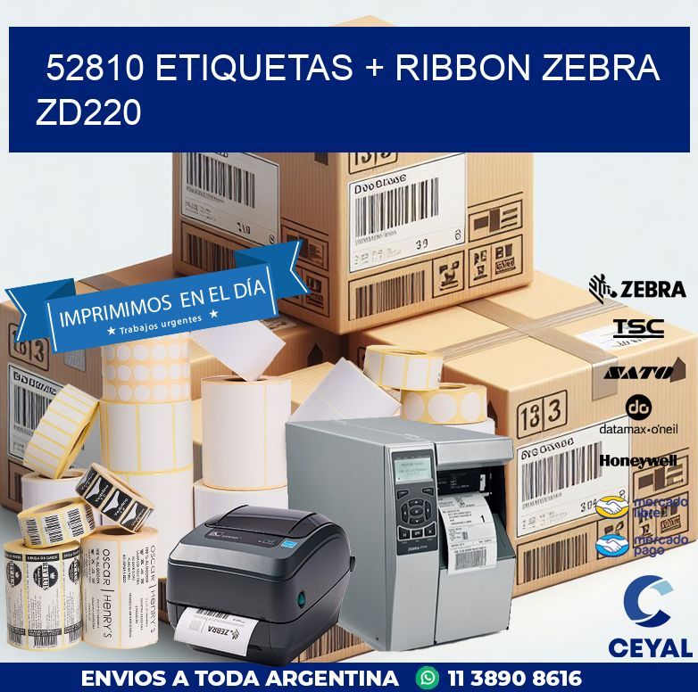 52810 etiquetas + ribbon zebra zd220