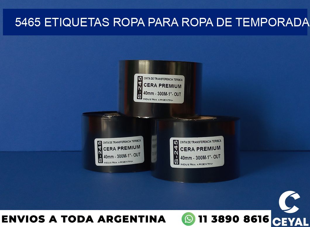 5465 Etiquetas ropa para ropa de temporada