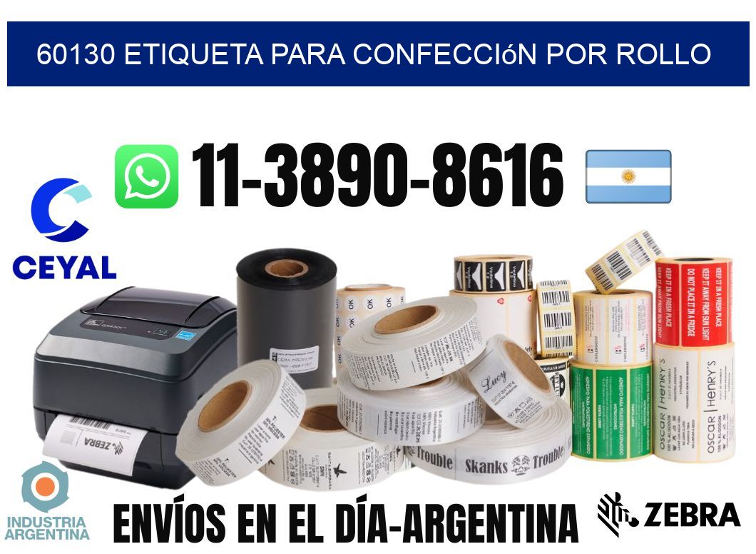 60130 etiqueta para confección por rollo