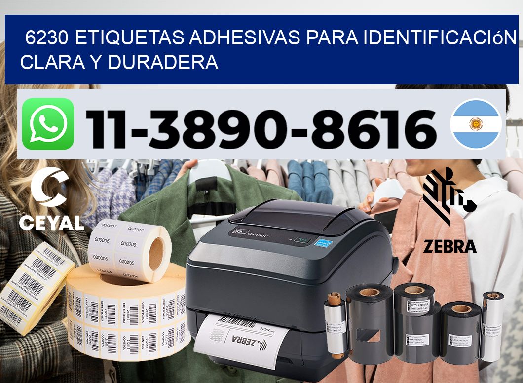 6230 Etiquetas adhesivas para identificación clara y duradera