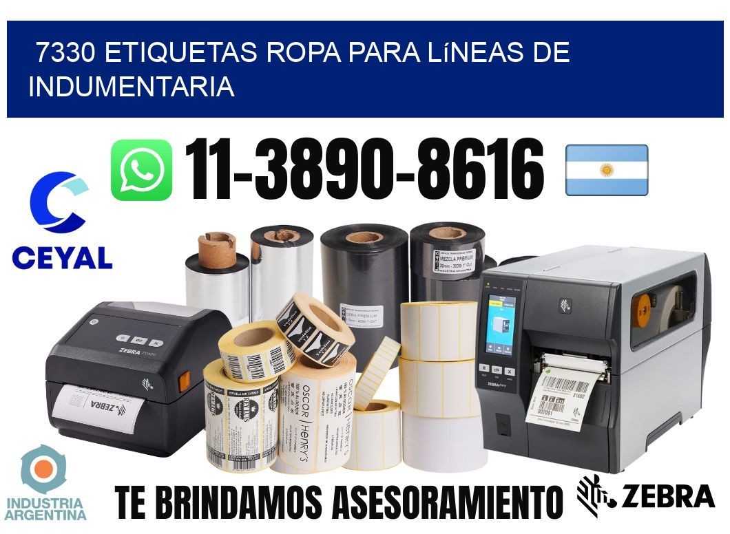 7330 Etiquetas ropa para líneas de indumentaria