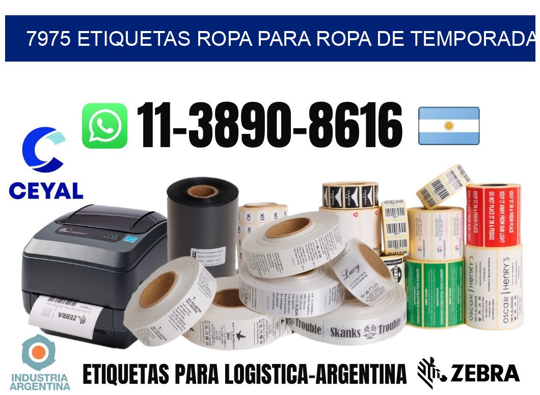 7975 Etiquetas ropa para ropa de temporada