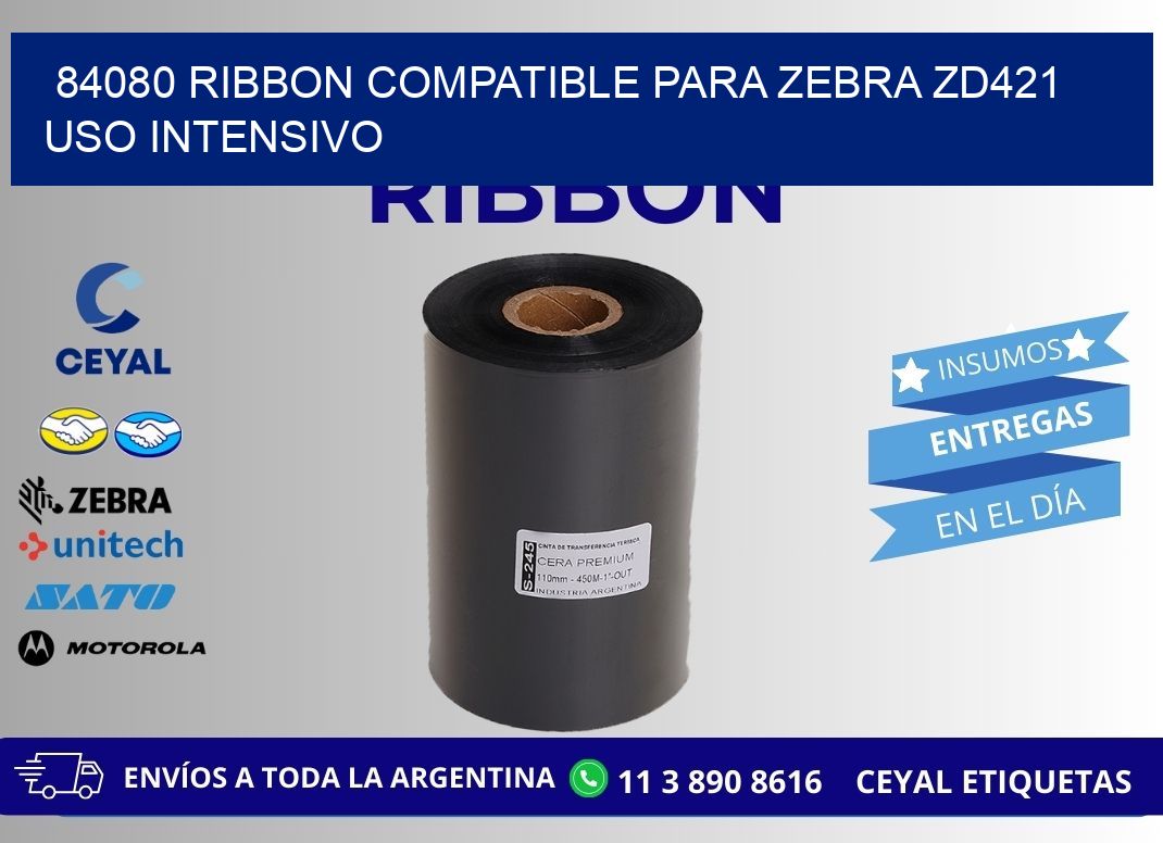 84080 ribbon compatible para zebra zd421 uso intensivo
