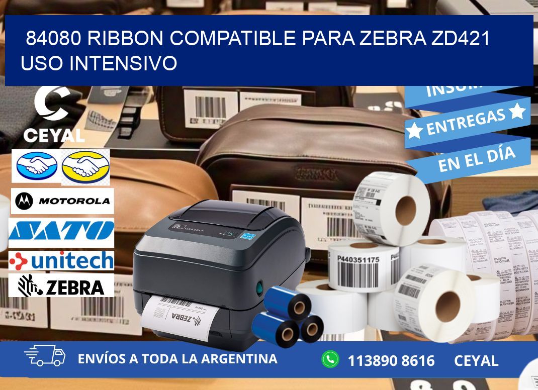 84080 ribbon compatible para zebra zd421 uso intensivo