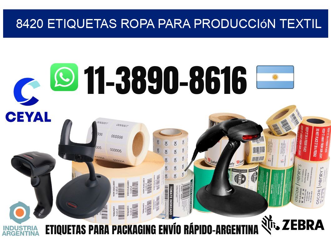 8420 Etiquetas ropa para producción textil