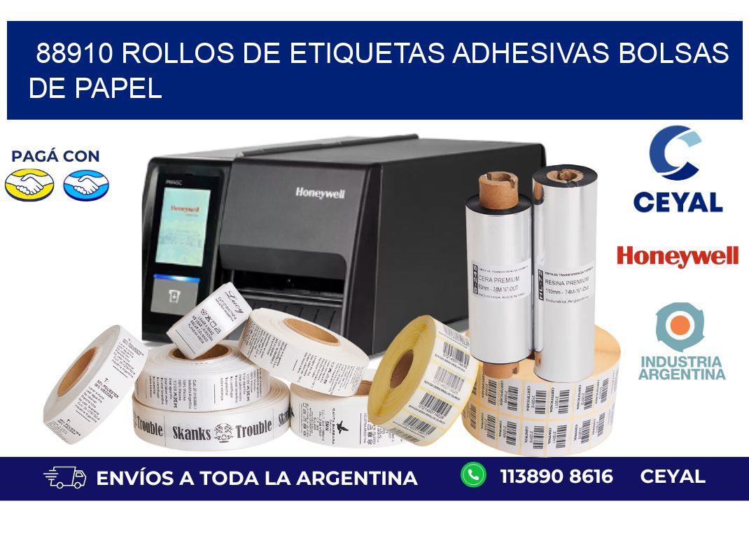 88910 rollos de etiquetas adhesivas bolsas de papel