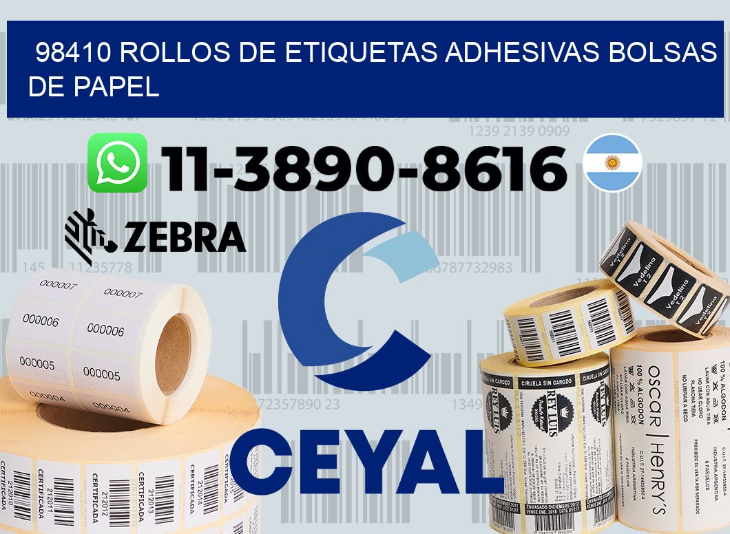 98410 rollos de etiquetas adhesivas bolsas de papel