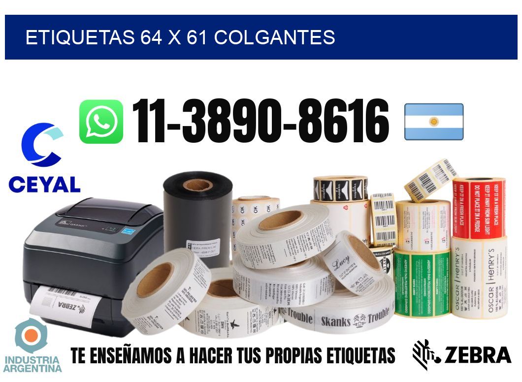 etiquetas 64 x 61 colgantes