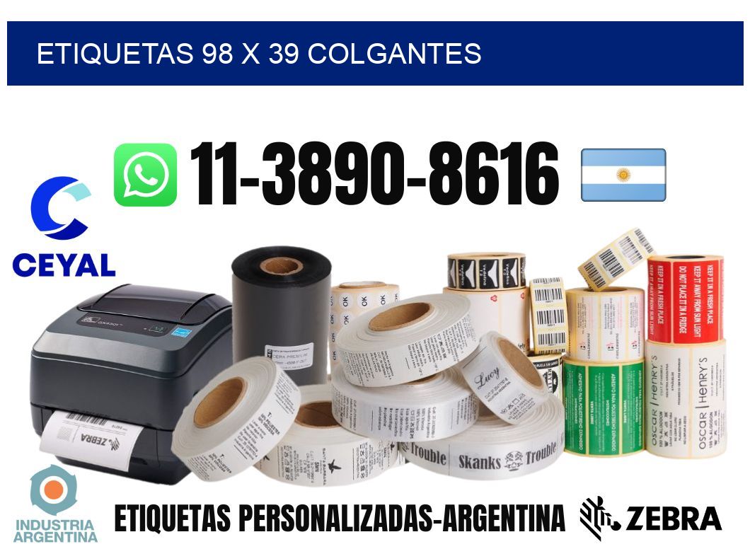 etiquetas 98 x 39 colgantes