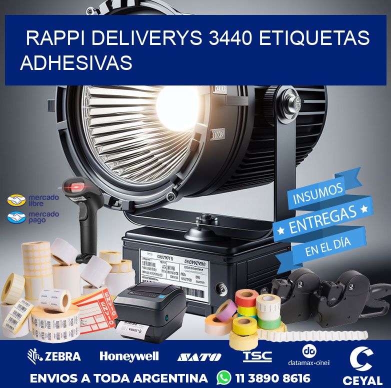rappi deliverys 3440 etiquetas adhesivas