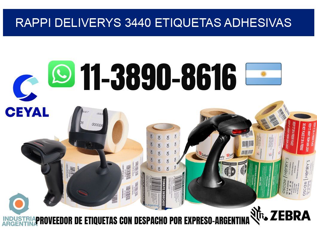 rappi deliverys 3440 etiquetas adhesivas