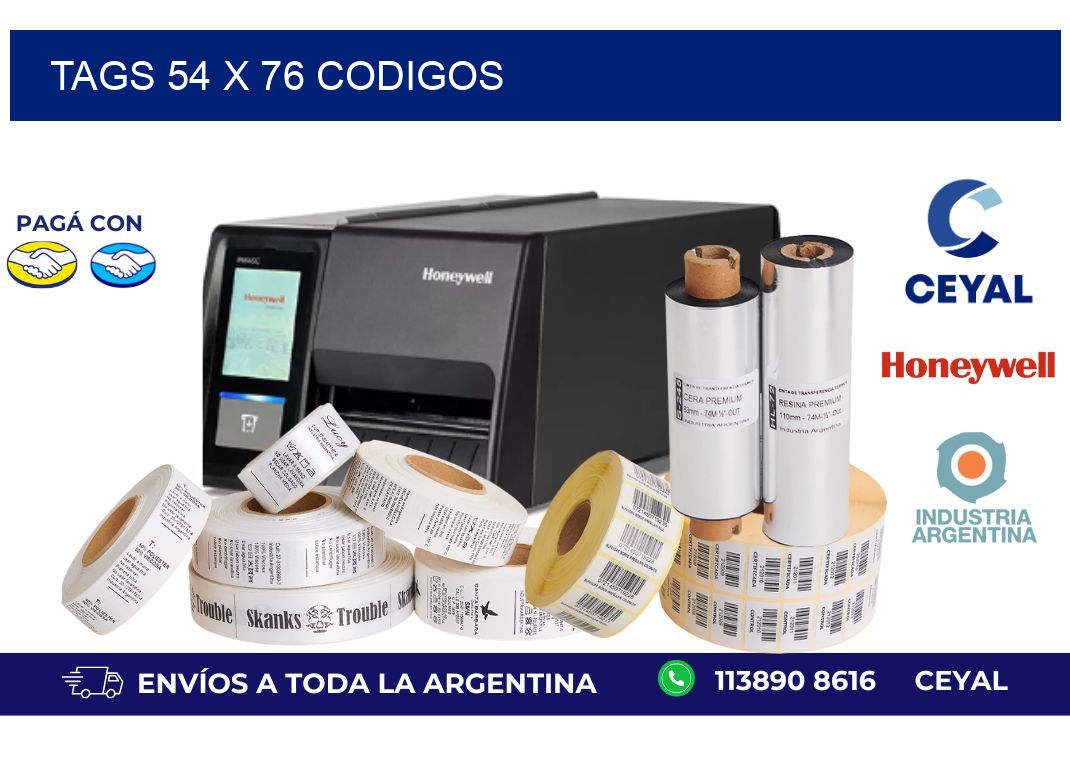 tags 54 x 76 codigos