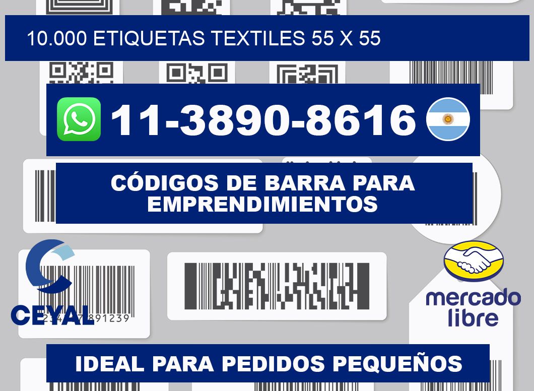 10.000 ETIQUETAS TEXTILES 55 x 55