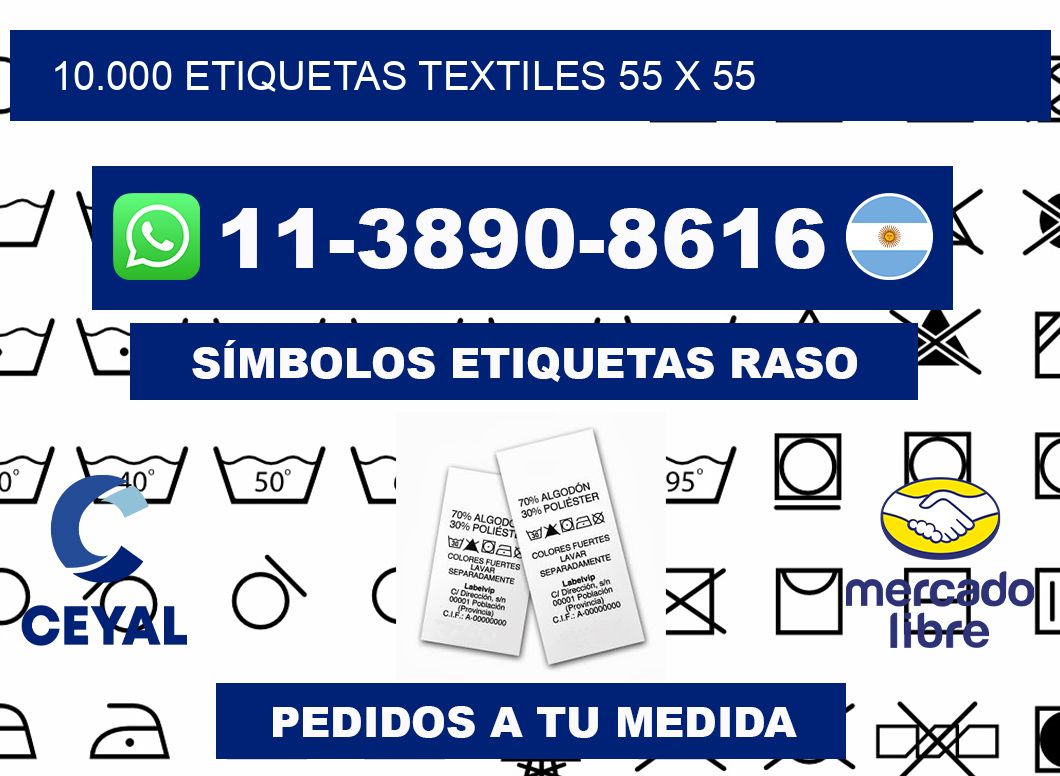 10.000 ETIQUETAS TEXTILES 55 x 55