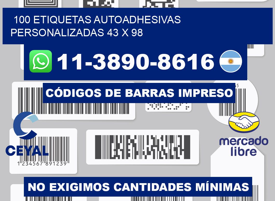 100 Etiquetas autoadhesivas personalizadas 43 x 98