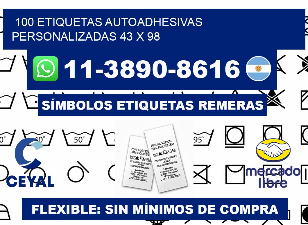 100 Etiquetas autoadhesivas personalizadas 43 x 98