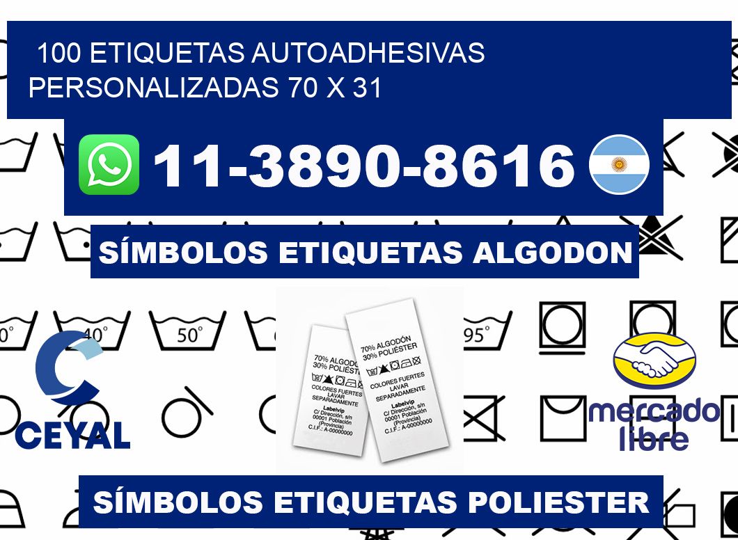 100 Etiquetas autoadhesivas personalizadas 70 x 31
