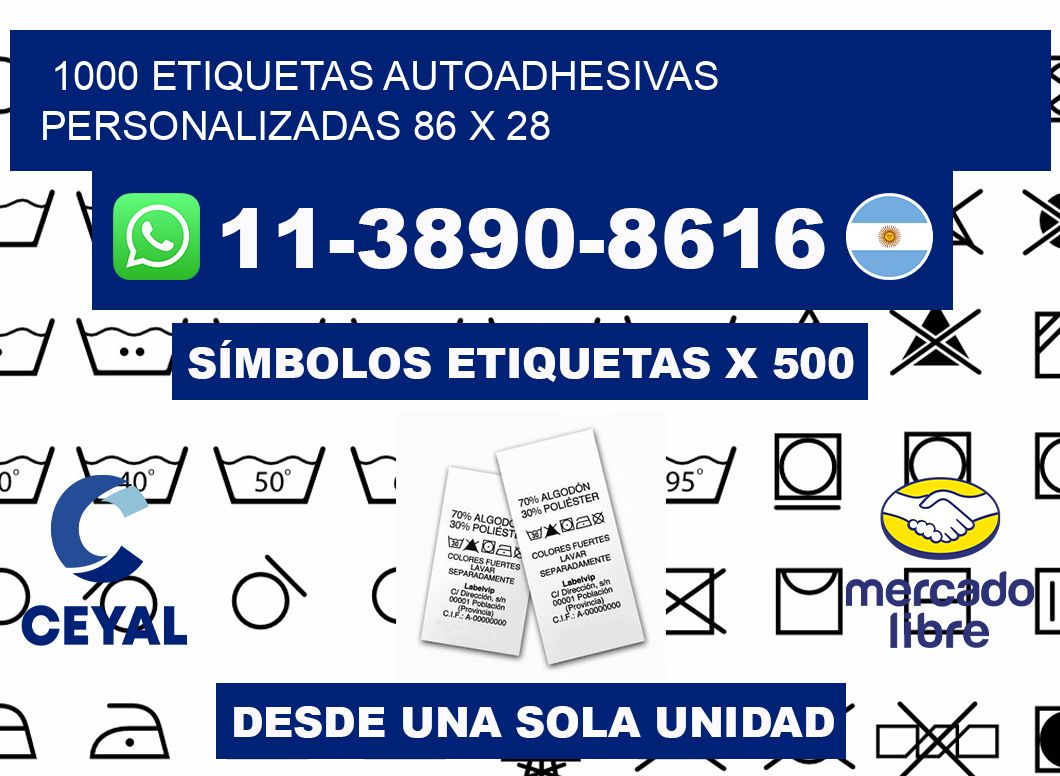 1000 Etiquetas autoadhesivas personalizadas 86 x 28