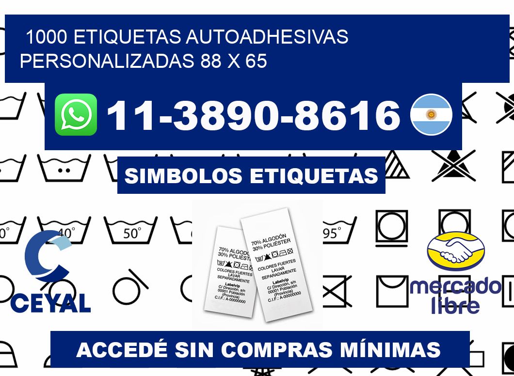 1000 Etiquetas autoadhesivas personalizadas 88 x 65