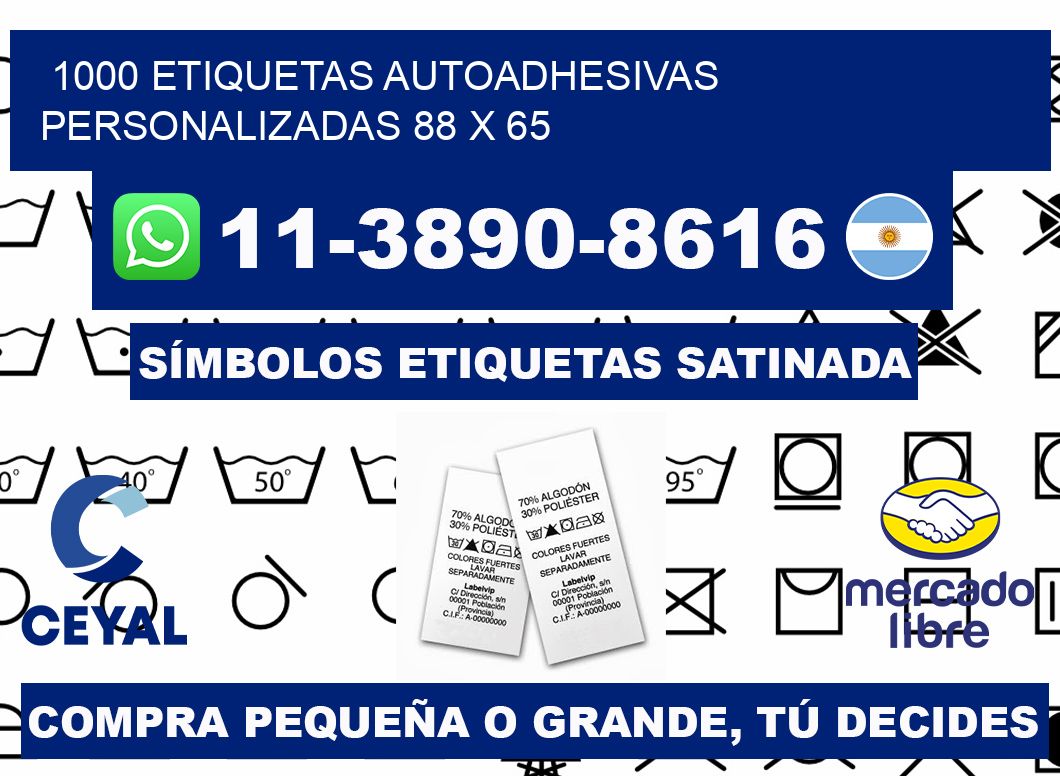 1000 Etiquetas autoadhesivas personalizadas 88 x 65